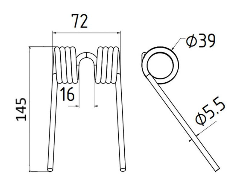 Mola Comp:145mm, Larg:72mm, Ø5.5mm - para Krone Aplicavel em: 9383380 (S.166731)