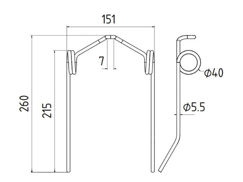 Mola Comp:260mm, Larg:151mm, Ø5.5mm - para Laverda Aplicavel em: LA321023250 (S.166733)