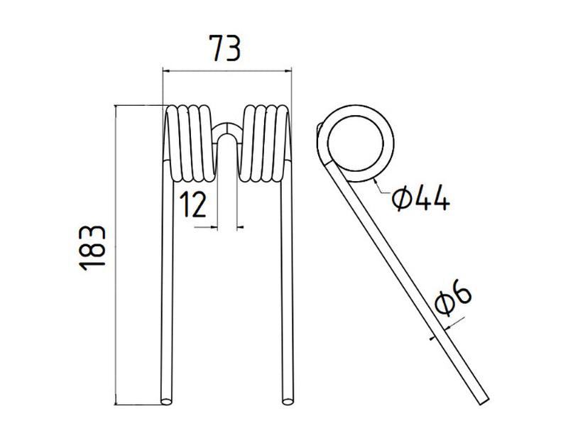 Mola Comp:183mm, Larg:73mm, Ø6mm - para Ford New Holland Aplicavel em: 84392367 (S.166737)