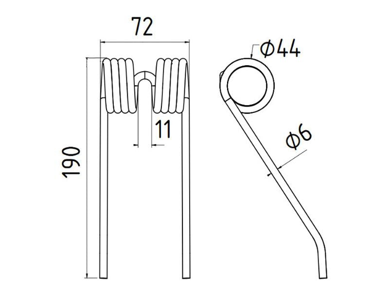 Mola Comp:190mm, Larg:72mm, Ø6mm - para Ford New Holland Aplicavel em: 84392369 (S.166738)