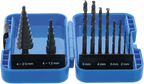 Conjunto de brocas escalonadas e brocas helicoidais | HSS | 4 - 12 / 4 - 20 mm | 2 - 5 mm | 10 peças
