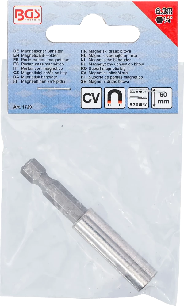 Suporte de pontas magnético | Saída de sextavado externo 6,3 mm (1/4") | 60 mm