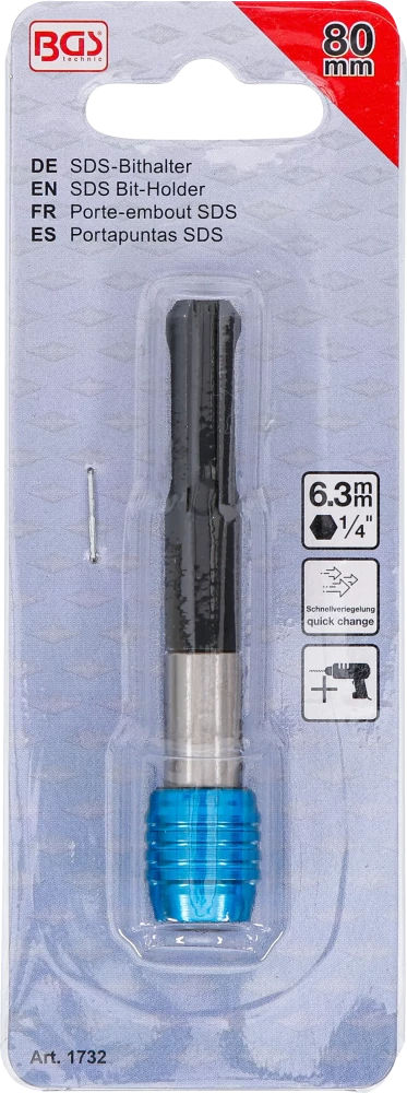 Suporte de pontas SDS | Saída de sextavado interno 6,3 mm (1/4") | 80 mm
