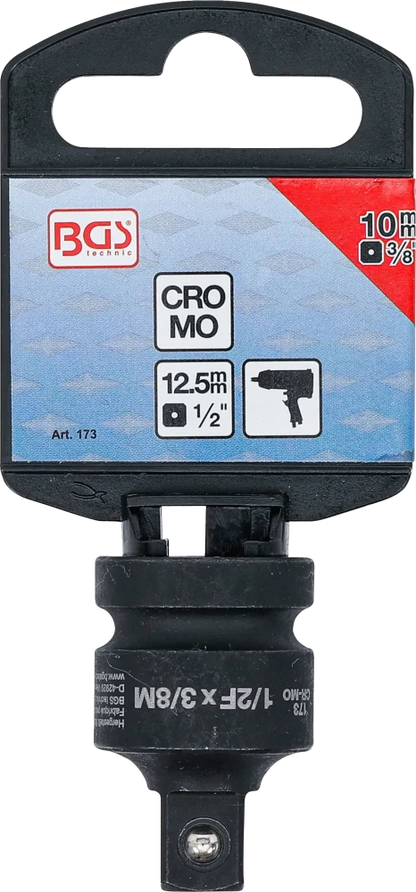 Adaptador para chave de caixa de impacto | Quadrado externo 12,5 mm (1/2") - Sextavado externo 10 mm (3/8")