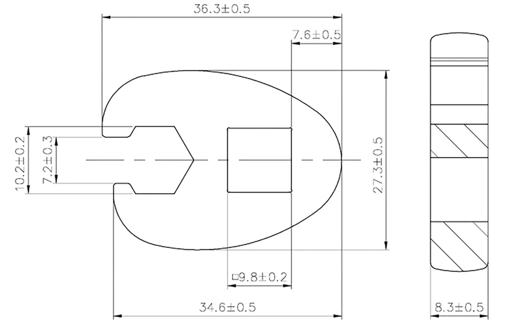 Chave pé de corvo | Entrada de quadrado interno de 10 mm (3/8") | 10 mm