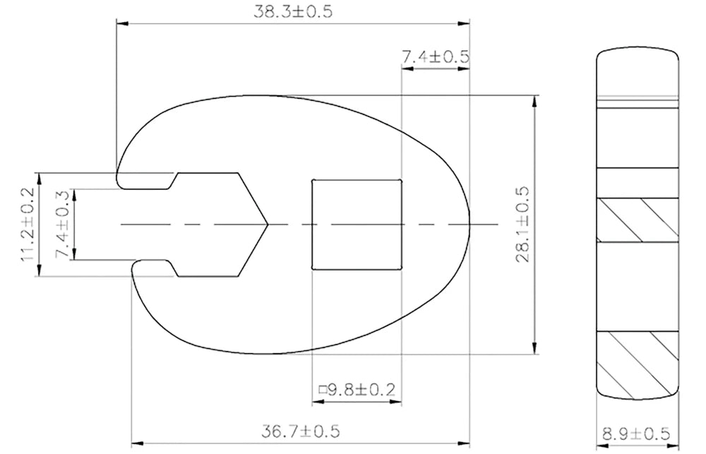 Chave pé de corvo | Entrada de quadrado interno de 10 mm (3/8") | 11 mm