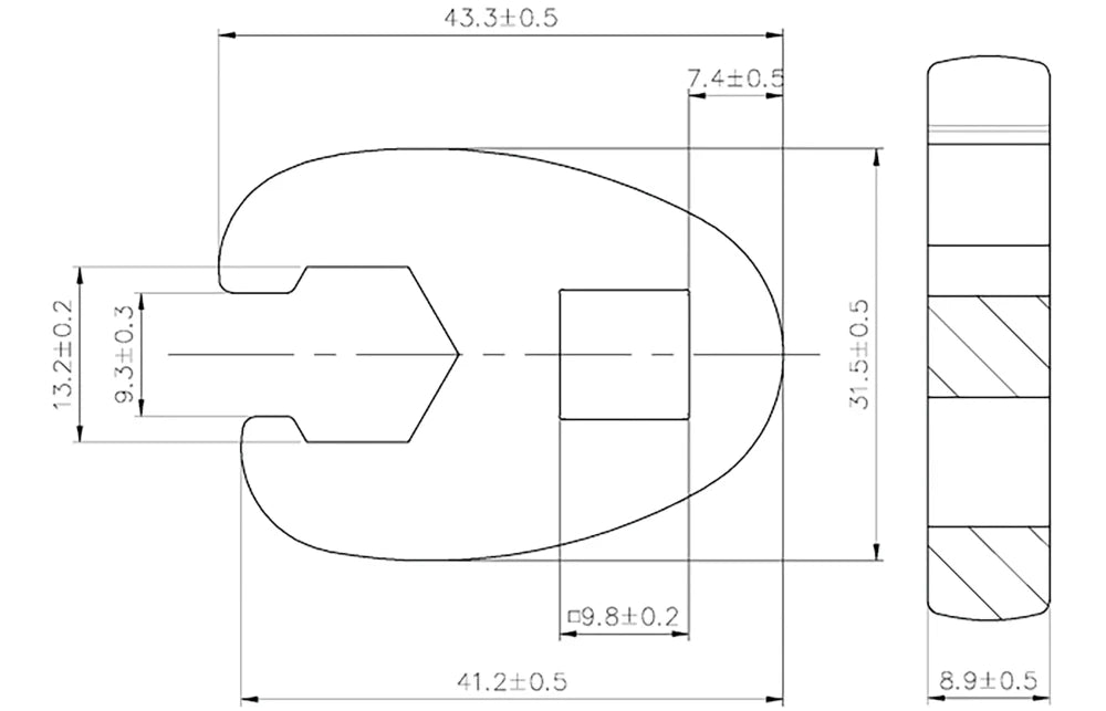Chave pé de corvo | Entrada de quadrado interno de 10 mm (3/8") | 13 mm