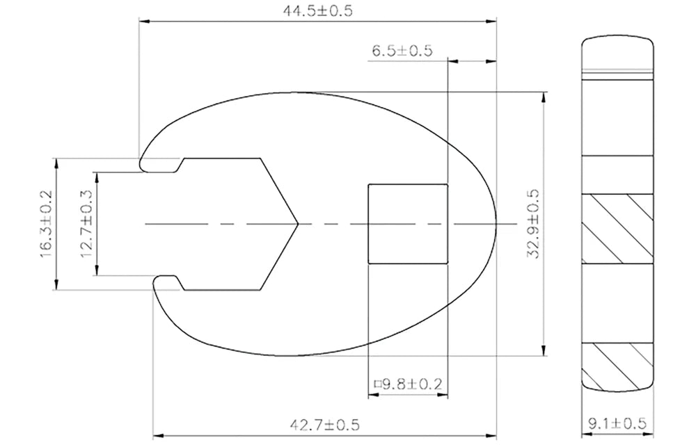 Chave pé de corvo | Entrada de quadrado interno de 10 mm (3/8") | 16 mm