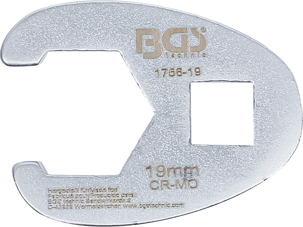 Chave pé de corvo | Entrada de quadrado interno de 10 mm (3/8") | 19 mm