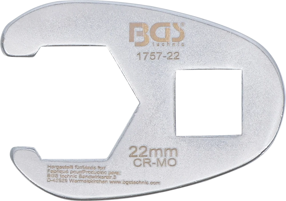 Chave pé de corvo | Entrada de quadrado interno de 12,5 mm (1/2") | 22 mm