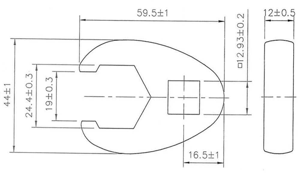 Chave pé de corvo | Entrada de quadrado interno de 12,5 mm (1/2") | 24 mm