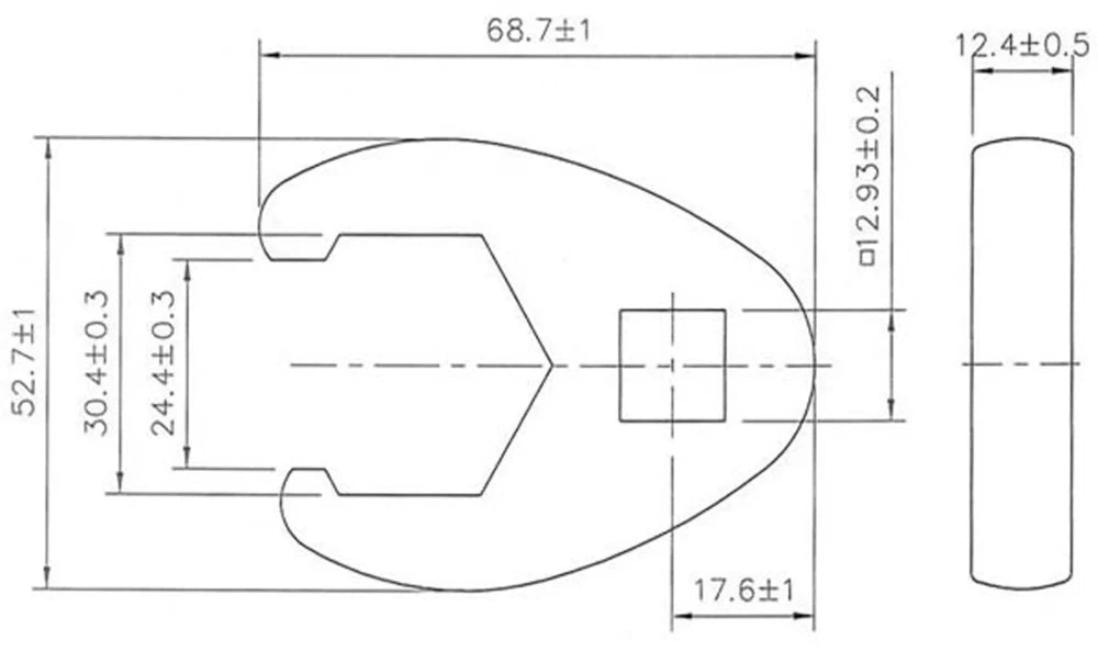 Chave pé de corvo | Entrada de quadrado interno de 12,5 mm (1/2") | 30 mm