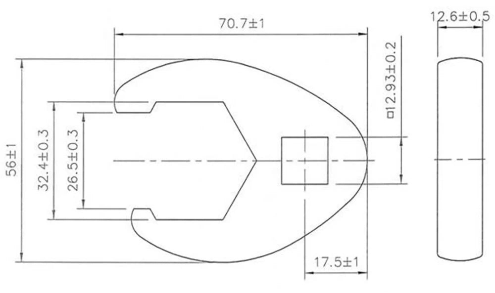 Chave pé de corvo | Entrada de quadrado interno de 12,5 mm (1/2") | 32 mm