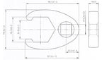 Chave pé de corvo | Entrada de quadrado interno de 20 mm (3/4") | 46 mm