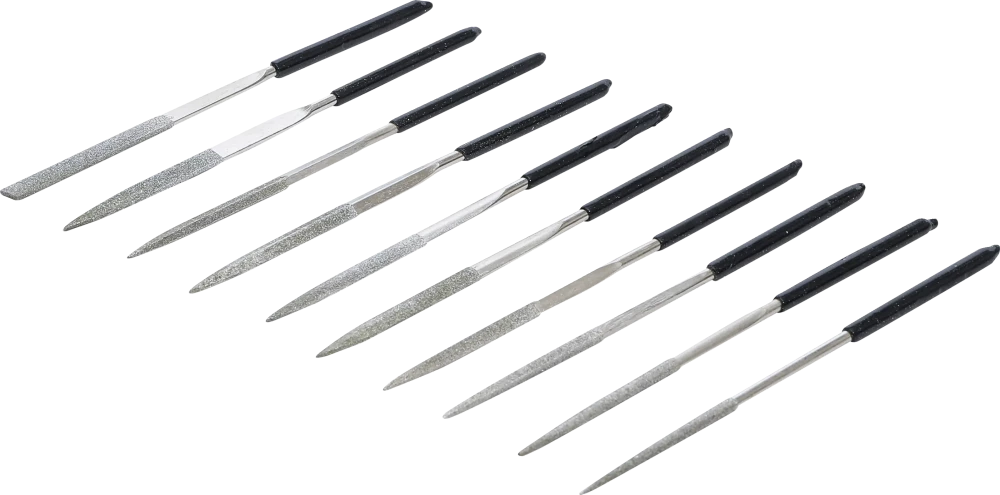 Conjunto de limas diamantadas | retas | 140 x 3 mm | 10 peças
