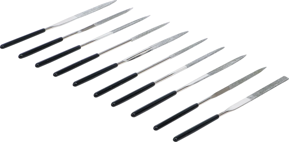 Conjunto de limas diamantadas | retas | 140 x 3 mm | 10 peças