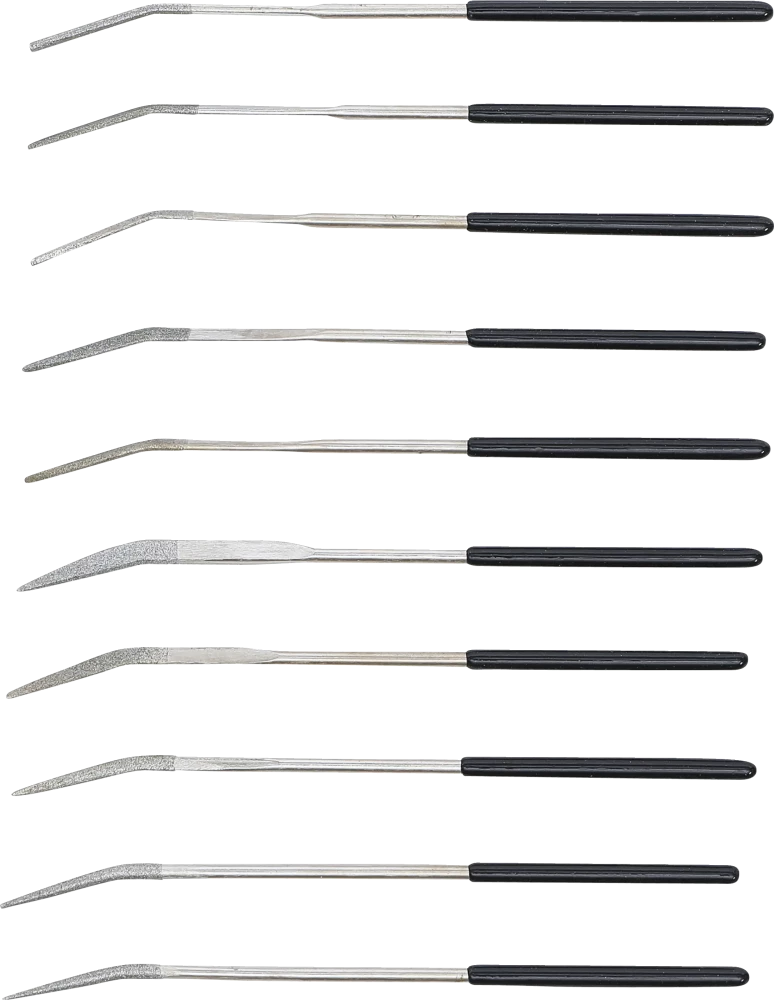 Conjunto de limas diamantadas de perfuração | curvas | 140 x 3 mm | 10 peças