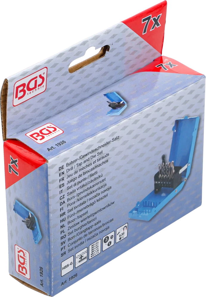 Conjunto de tarraxas / brocas | HSS-G | 7 peças