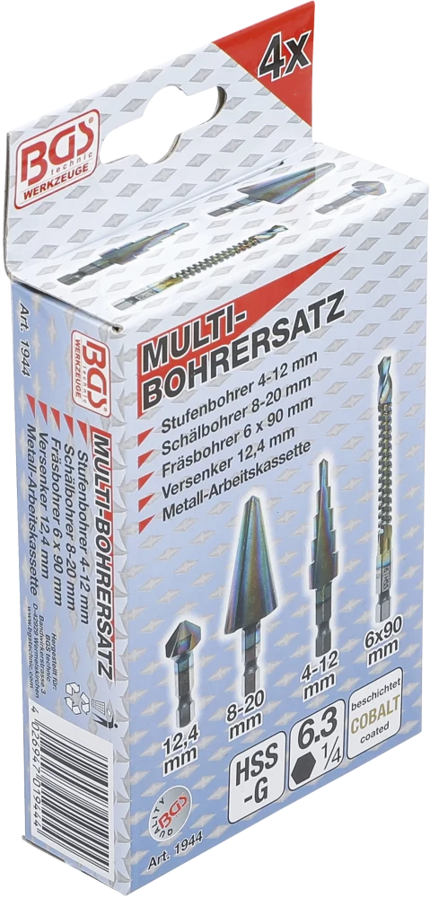 Conjunto de brocas múltiplas | HSS-G | 4 peças