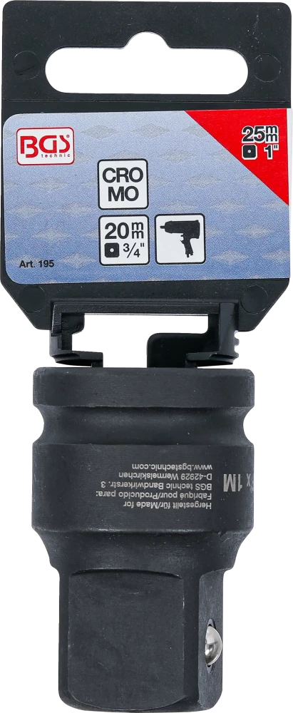 Adaptador para chave de caixa de impacto | Quadrado interno 20 mm (3/4") - Quadrado externo 25 mm (1")