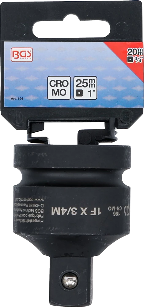 Adaptador para chave de caixa de impacto | Quadrado interno 25 mm (1") - Quadrado externo 20 mm (3/4")