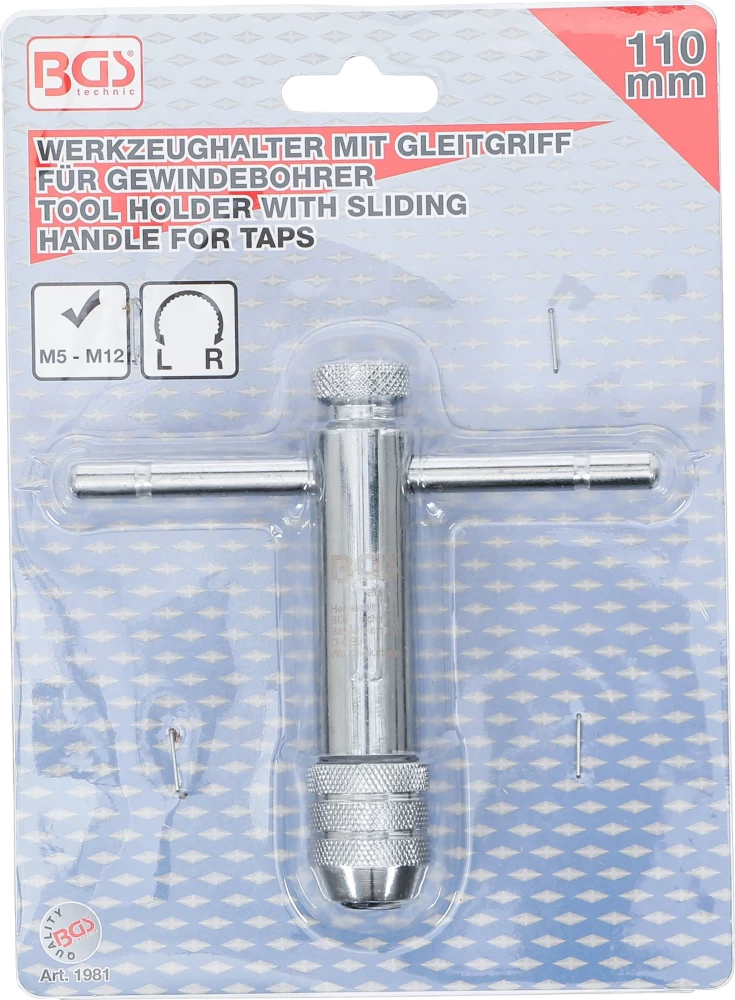 Porta-ferramentas com cabo deslizante para macho de atarraxar | M5 - M12 | 110 mm
