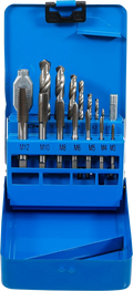 Conjunto de tarraxas/brocas de HSS | M3 - M12 / 2,5 - 10,2 mm | 16 peças