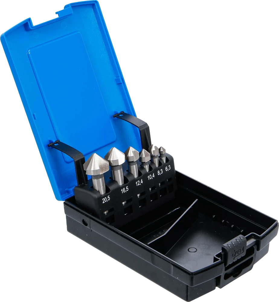 Conjunto de escareadores cónicos | HSS | DIN 335 forma C | 6 peças