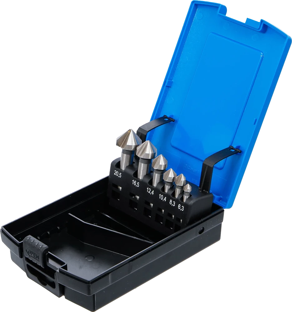 Conjunto de escareadores cónicos | HSS | DIN 335 forma C | 6 peças