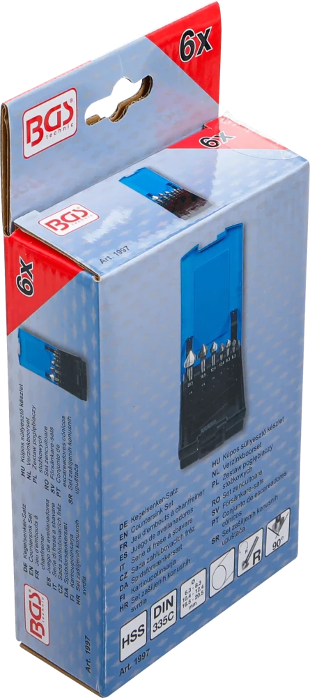 Conjunto de escareadores cónicos | HSS | DIN 335 forma C | 6 peças