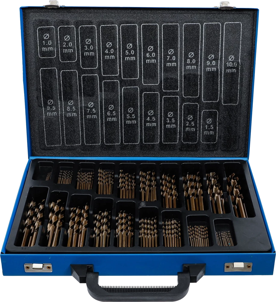 Conjunto de brocas helicoidais | HSS | 5 % de liga de cobalto | 1 - 10 mm | 170 peças