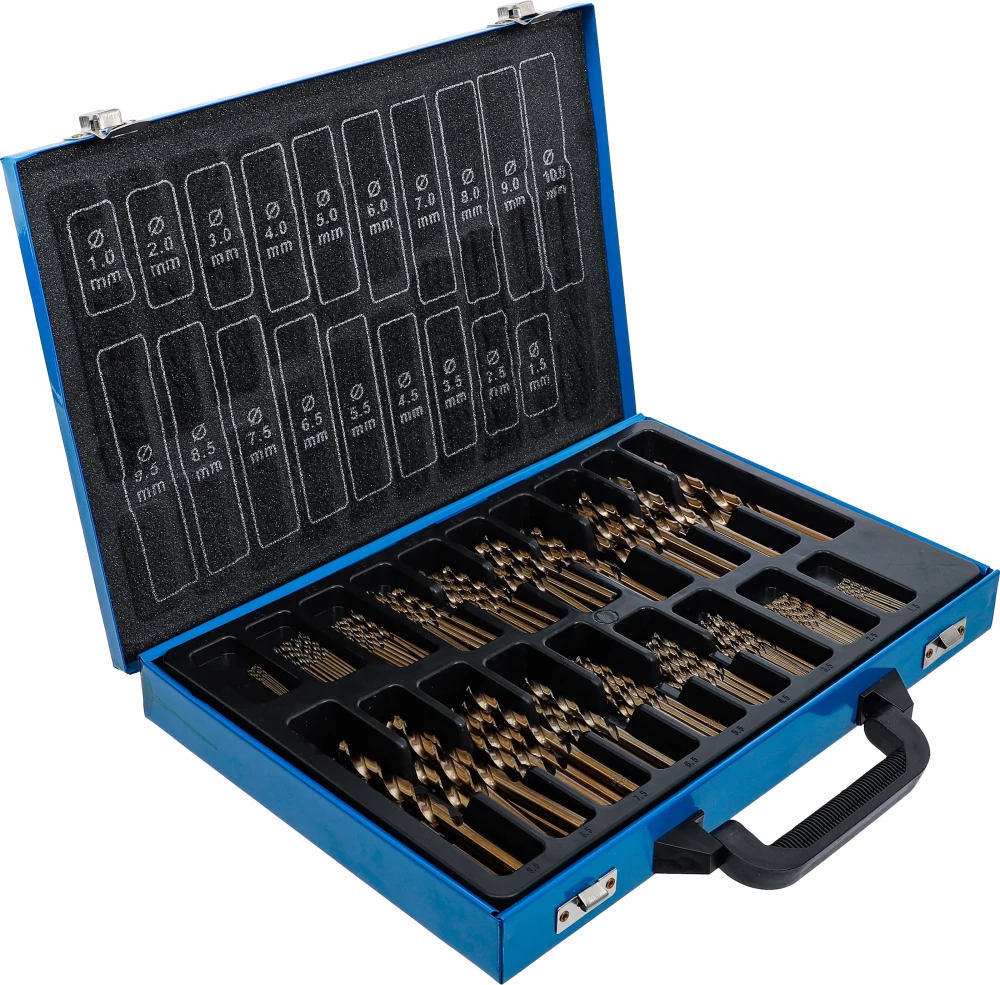 Conjunto de brocas helicoidais | HSS | 5 % de liga de cobalto | 1 - 10 mm | 170 peças