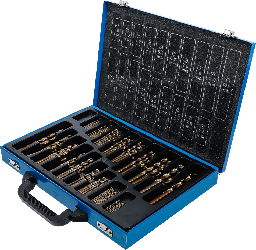 Conjunto de brocas helicoidais | HSS | 5 % de liga de cobalto | 1 - 10 mm | 170 peças