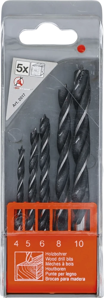 Conjunto de brocas para madeira | 4 - 10 mm | 5 peças