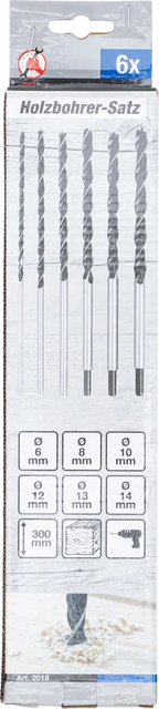 Conjunto de brocas para madeira | 6 - 14 mm | 6 peças