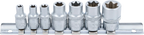 Conjunto de encaixes para chave de caixa perfil em E | Entrada de quadrado interno de 6,3 mm (1/4") / 10 mm (3/8") | E6 - E16 | 7 peças