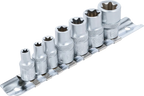 Conjunto de encaixes para chave de caixa perfil em E | Entrada de quadrado interno de 6,3 mm (1/4") / 10 mm (3/8") | E6 - E16 | 7 peças