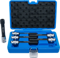 Conjunto de encaixes para chave de caixa perfil em E, extra compridos | Entrada de quadrado interno de 12,5 mm (1/2") | E10 - E20 | 6 peças