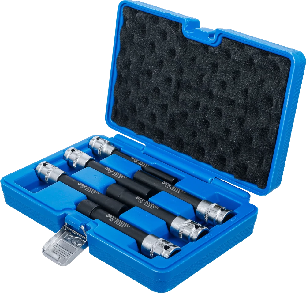 Conjunto de encaixes para chave de caixa perfil em E, extra compridos | Entrada de quadrado interno de 12,5 mm (1/2") | E10 - E20 | 6 peças