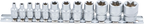 Conjunto de encaixes para chave de caixa perfil em E | Entrada de quadrado interno de 6,3 mm (1/4") / 10 mm (3/8") | E4 - E20 | 12 peças