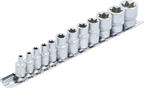Conjunto de encaixes para chave de caixa perfil em E | Entrada de quadrado interno de 6,3 mm (1/4") / 10 mm (3/8") | E4 - E20 | 12 peças