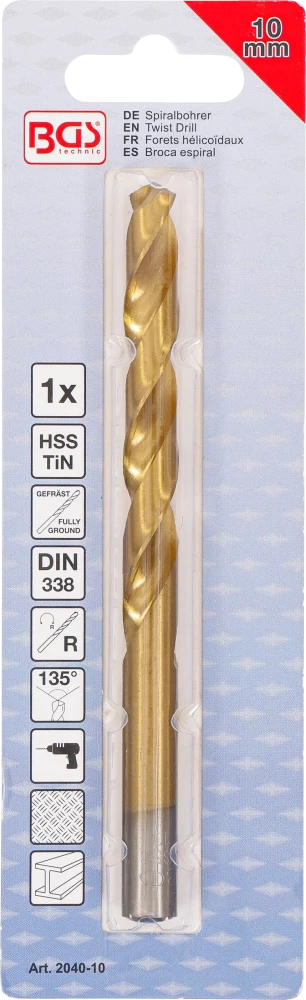 Broca helicoidal | HSS-G | de nitrato de titânio | 10,0 mm
