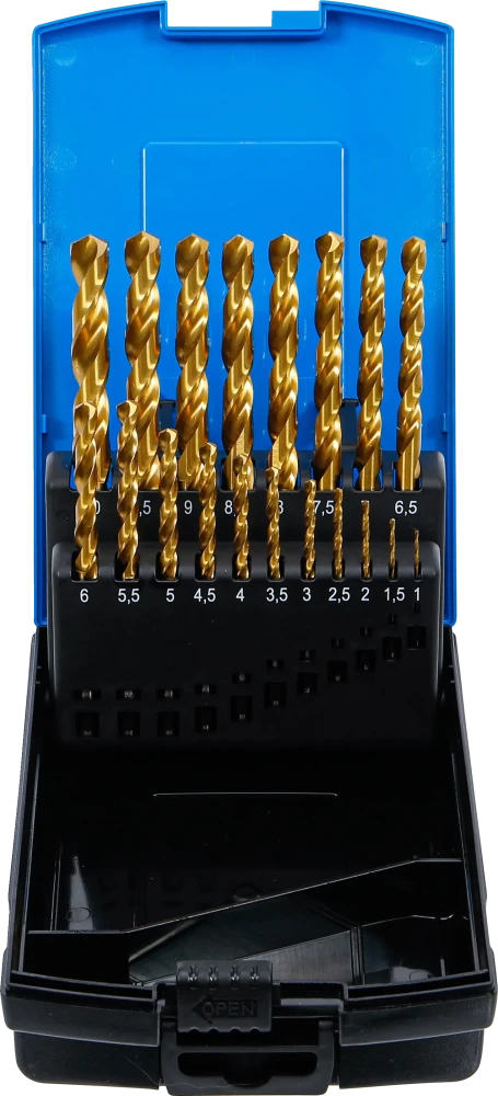 Conjunto de brocas helicoidais | HSS-G | de nitrato de titânio | 1 - 10 mm | 19 peças