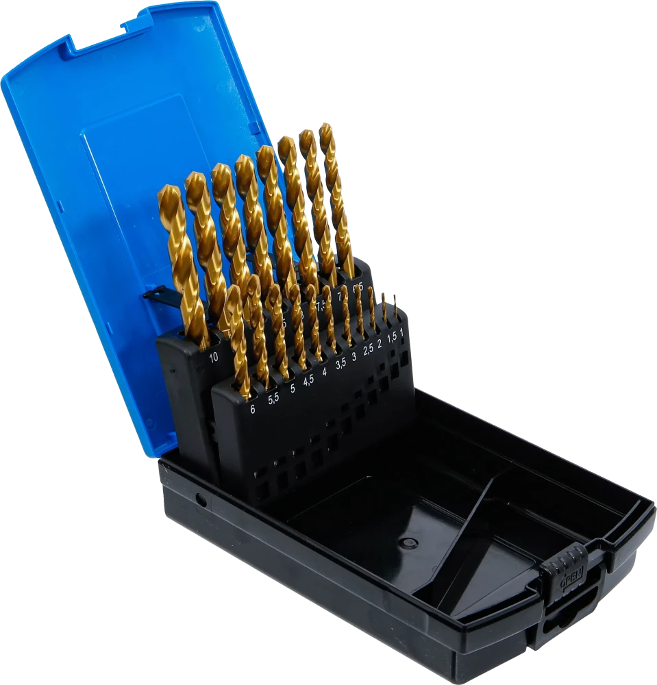Conjunto de brocas helicoidais | HSS-G | de nitrato de titânio | 1 - 10 mm | 19 peças