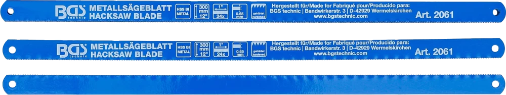 Lâminas de serra de metal | HSS flexíveis | 13 x 300 mm | 10 peças