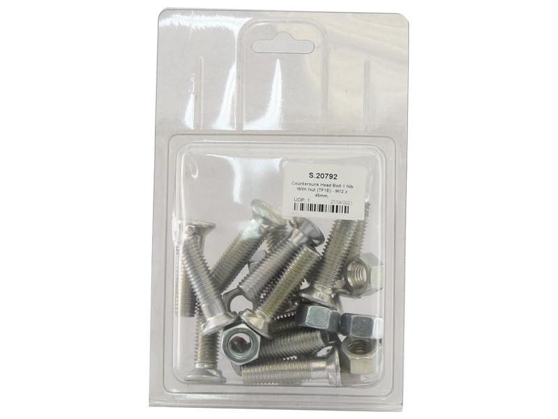 Parafuso c/porca - M12 x 45mm, Resistência à tração 8.8 (12 un. Agripak) (S.20792)
