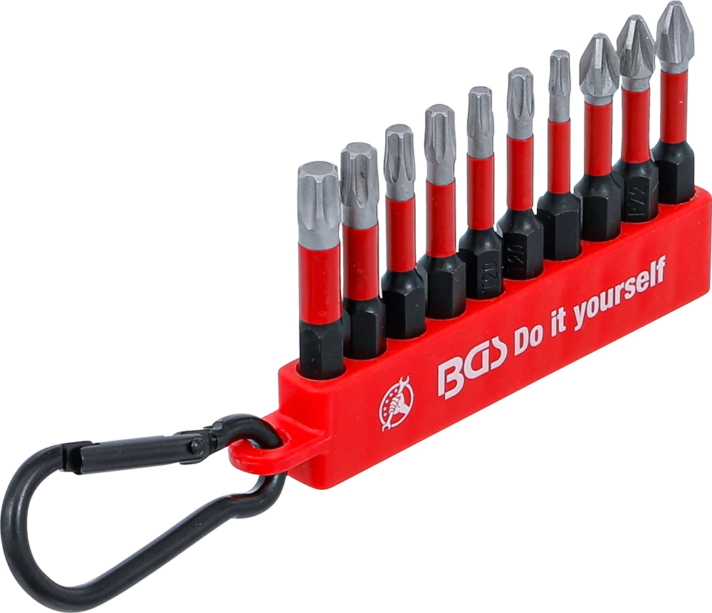 Conjunto de Pontas de Torção | 1/4" | 50mm | PH2 + PZ2 + Torx | 10 peças