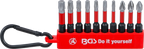 Conjunto de Pontas de Torção | 1/4" | 50mm | PH2 + PZ2 + Torx | 10 peças