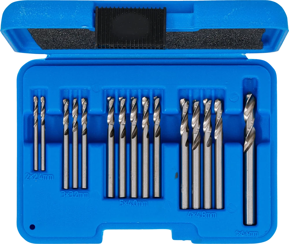 Conjunto de brocas de rebites cegos | HSS | 2,4 - 6,4 mm | 15 peças