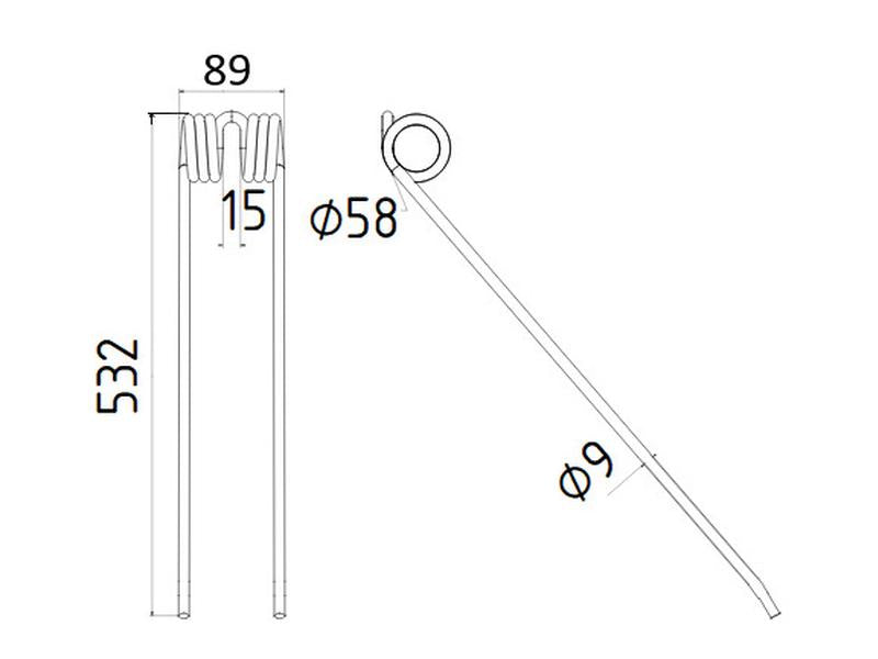 Mola Comp:535mm, Larg:88mm, Ø9mm - para Stoll Aplicavel em: 0621811 (S.21313)